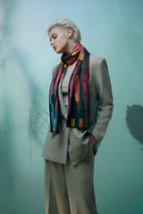 FLOWER CLUSTERS PURE WOOL SCARF
