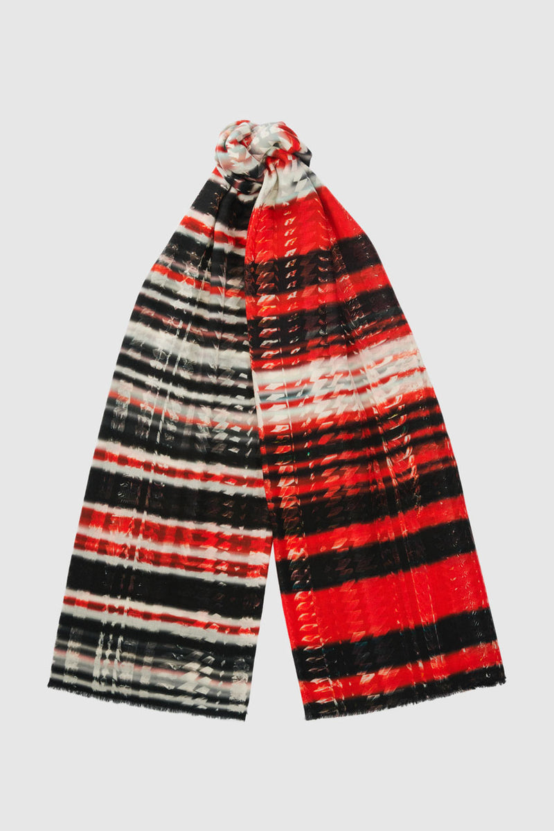 CORAL PLAID PURE WOOL SCARF