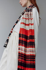 CORAL PLAID PURE WOOL SCARF