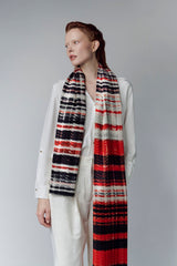 CORAL PLAID PURE WOOL SCARF