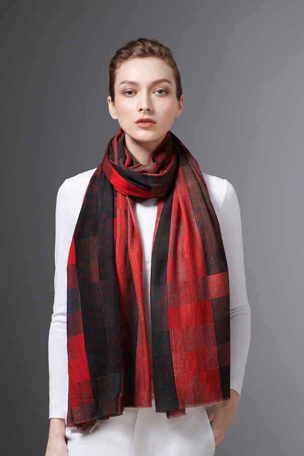 LONDON RED PURE WOOL SCARF